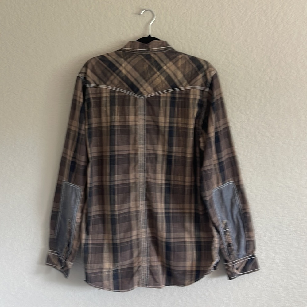 BKE Plaid Casual Button Down Shirt - Black and Brown - Picture 3 of 4